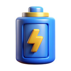 battery icon isolated on white background png file type.  3d rendering in plastic cartoon style