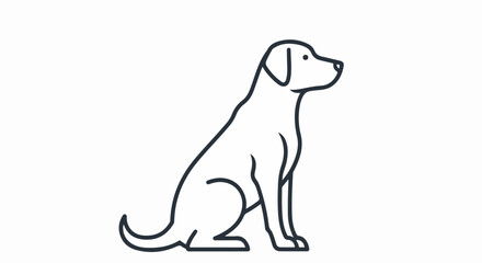 Simple Line Art Illustration of a Sitting Dog.