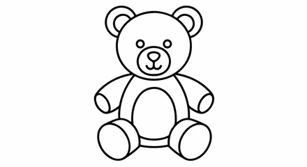 Simple Line Art Illustration of a Teddy Bear Toy.