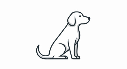 Simple Line Art Illustration of a Sitting Dog.