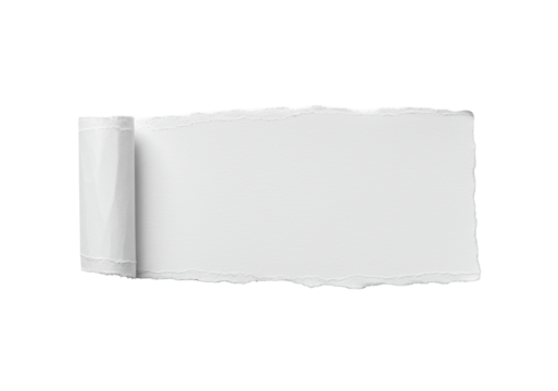 transparent torn paper with rough organic edges, isolated on a transparent background, top-down flat lay, studio lighting with copy space. Concept of new beginnings