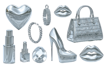Polished silver accessories and fashion items