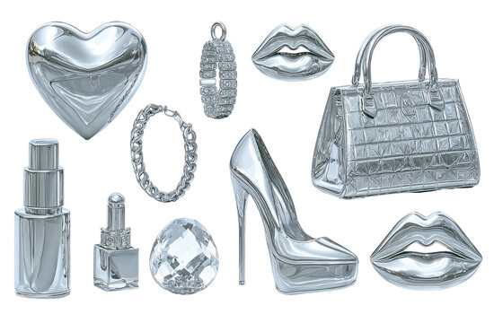 Polished silver accessories and fashion items