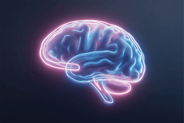 Digital Brain Illustration with Neon Outlines Representing Intelligence Innovation and Technological Advancement in Artificial Intelligence
