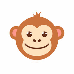 Fototapeta premium Cartoon monkey face illustration. Happy, smiling primate character design, vector.