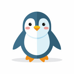 Fototapeta premium Cartoon penguin illustration with cute facial expression in front view