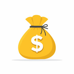 Vibrant Yellow Money Bag with Dollar Sign Symbolizes Wealth and Fortune Concept