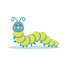 Obraz premium Smiling caterpillar cartoon illustration