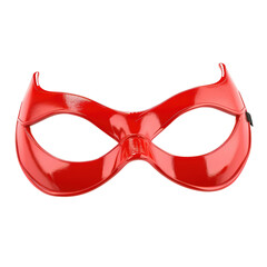 Glossy red superhero mask for disguise, costume, and party themes