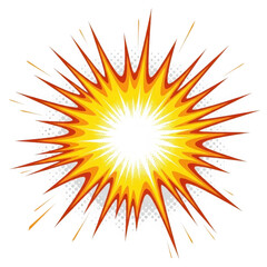Naklejka premium Bright yellow and orange starburst explosion with radial rays isolated on transparent background