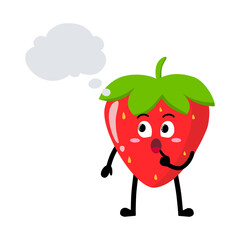 Cute Hand Drawn Strawberry Daydreaming Imagining