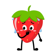 Cute Hand Drawn Nervous Strawberry Expression