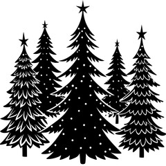 Obraz premium Set Of Silhouette Christmas Tree, Silhouette Christmas Tree Set, Silhouette Christmas Tree Vector, Silhouette Christmas Tree Vector, Christmas Tree Silhouette Vector