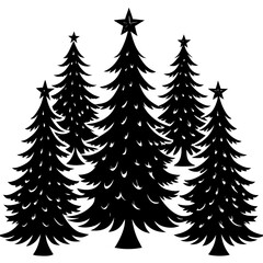 Obraz premium Set Of Silhouette Christmas Tree, Silhouette Christmas Tree Set, Silhouette Christmas Tree Vector, Silhouette Christmas Tree Vector, Christmas Tree Silhouette Vector
