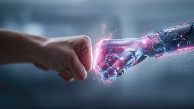An autonomous AI agent and a human handshake using agentic autonomy to power future AGI and ASI superintelligence with teamwork and collaboration