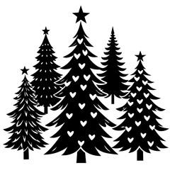 Set Of Silhouette Christmas Tree, Silhouette Christmas Tree Set, Silhouette Christmas Tree Vector, Silhouette Christmas Tree Vector, Christmas Tree Silhouette Vector	