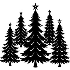 Fototapeta premium Set Of Silhouette Christmas Tree, Silhouette Christmas Tree Set, Silhouette Christmas Tree Vector, Silhouette Christmas Tree Vector, Christmas Tree Silhouette Vector 