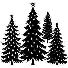 Obraz premium Set Of Silhouette Christmas Tree, Silhouette Christmas Tree Set, Silhouette Christmas Tree Vector, Silhouette Christmas Tree Vector, Christmas Tree Silhouette Vector 