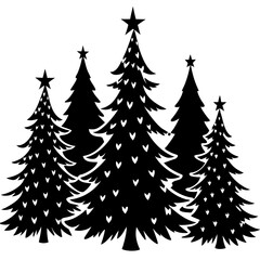 Set Of Silhouette Christmas Tree, Silhouette Christmas Tree Set, Silhouette Christmas Tree Vector, Silhouette Christmas Tree Vector, Christmas Tree Silhouette Vector	