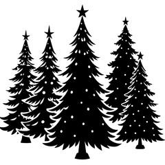 Set Of Silhouette Christmas Tree, Silhouette Christmas Tree Set, Silhouette Christmas Tree Vector, Silhouette Christmas Tree Vector, Christmas Tree Silhouette Vector	
