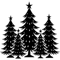 Obraz premium Set Of Silhouette Christmas Tree, Silhouette Christmas Tree Set, Silhouette Christmas Tree Vector, Silhouette Christmas Tree Vector, Christmas Tree Silhouette Vector 