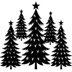 Obraz premium Set Of Silhouette Christmas Tree, Silhouette Christmas Tree Set, Silhouette Christmas Tree Vector, Silhouette Christmas Tree Vector, Christmas Tree Silhouette Vector 