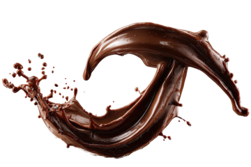Dark chocolate liquid splash in a swirling, flowing pattern