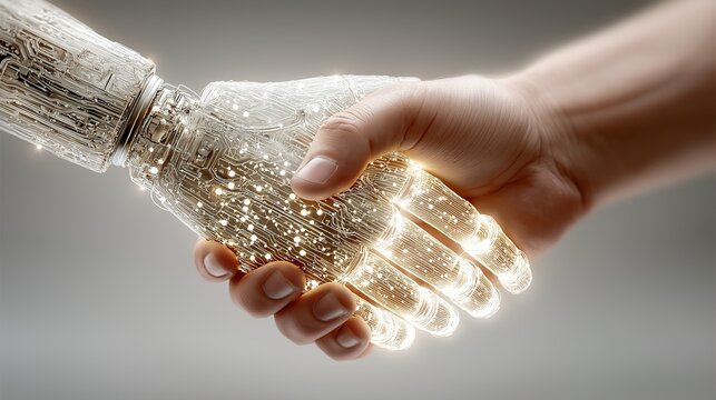 An autonomous AI agent and a human handshake using agentic autonomy to power future AGI and ASI superintelligence with teamwork and collaboration