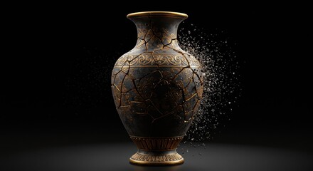 Shattered antique vase
