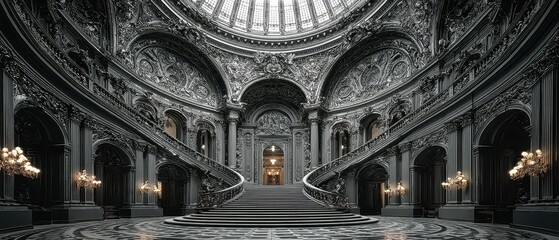 Elegant grand staircase in a historic building
