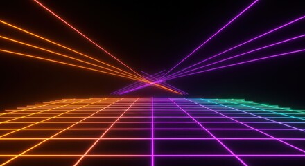 Neon grid tunnel