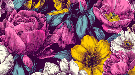 Papier peint floral vintage