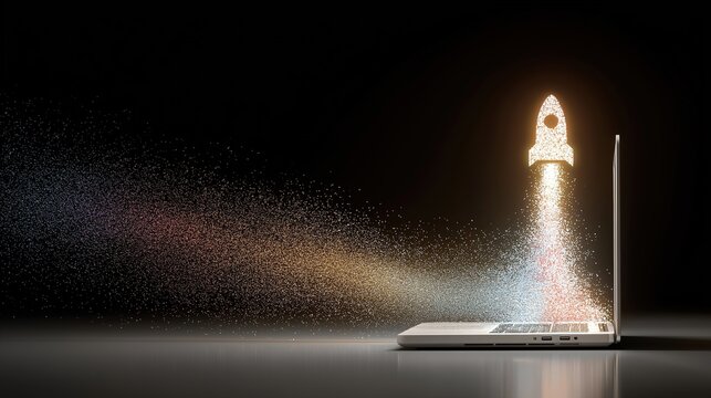 A futuristic rocket launch symbolizing AI agent growth and the future of AGI technology and ASI superintelligence for agentic autonomy