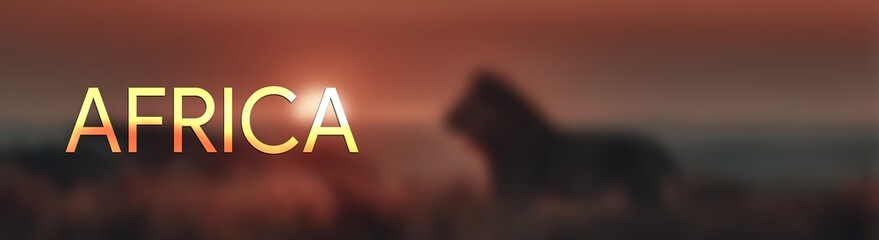 Majestic lion silhouette against a warm African sunset with blurred wildlife background © RafaelDavid