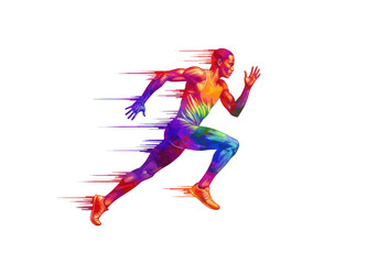 Vibrant abstract runner motion blur isolated on transparent background