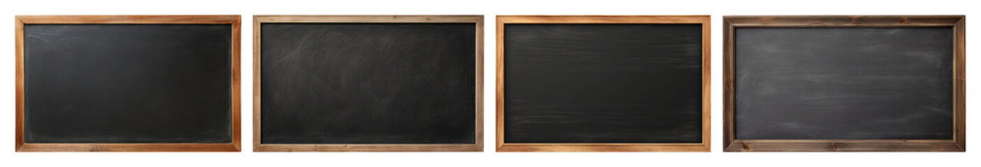 Obraz na płótnie Canvas PNG Vintage wooden framed chalkboards, element set on transparent background