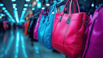 Vibrant Handbags on Display in a Chic Boutique