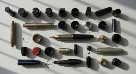 Assorted writing instruments parts