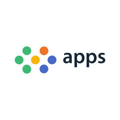 Colorful dots forming a cluster next to the word apps
