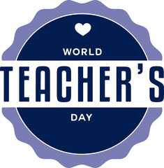 Happy teachers day badge with heart and stars design