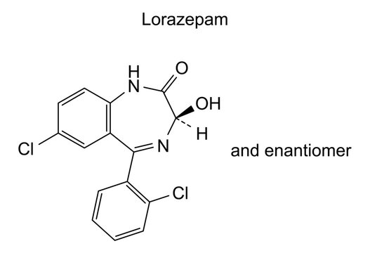Chemical structure of lorazepam, drug substance