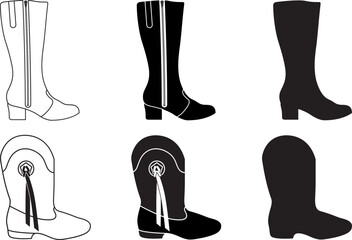 Drill Team Majorette Boots EPS, Vector Images Black and White