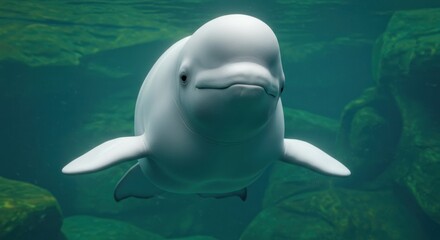 Naklejka premium Beluga whale in aquarium