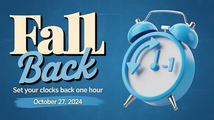 Photo of fall back set your clocks back one hour on october 27, 2024 with this vintage alarm clock graphic