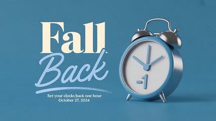 Photo of fall back set your clocks back one hour on october 27, 2024 with this vintage alarm clock graphic