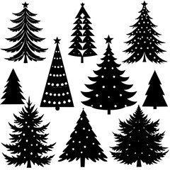Obraz premium Set Of Silhouette Christmas Tree, Silhouette Christmas Tree Set, Silhouette Christmas Tree Vector, Silhouette Christmas Tree Vector, Christmas Tree Silhouette Vector 