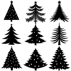 Obraz premium Set Of Silhouette Christmas Tree, Silhouette Christmas Tree Set, Silhouette Christmas Tree Vector, Silhouette Christmas Tree Vector, Christmas Tree Silhouette Vector 