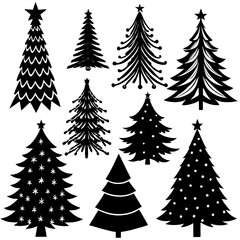 Obraz premium Set Of Silhouette Christmas Tree, Silhouette Christmas Tree Set, Silhouette Christmas Tree Vector, Silhouette Christmas Tree Vector, Christmas Tree Silhouette Vector 