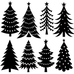 Set Of Silhouette Christmas Tree, Silhouette Christmas Tree Set, Silhouette Christmas Tree Vector, Silhouette Christmas Tree Vector, Christmas Tree Silhouette Vector	