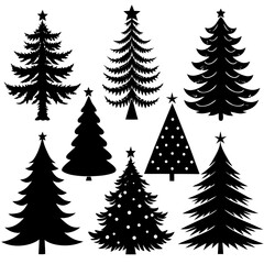Obraz premium Set Of Silhouette Christmas Tree, Silhouette Christmas Tree Set, Silhouette Christmas Tree Vector, Silhouette Christmas Tree Vector, Christmas Tree Silhouette Vector 